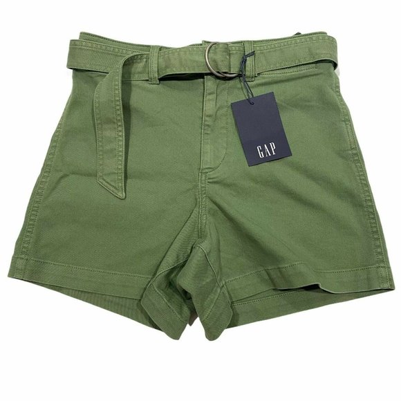GAP Pants - NWT GAP Women's 4" High Rise Denim Shorts Sz 20 Green Belt Stretch #543270